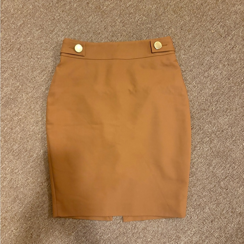 Express Gold Pencil Skirt with Button Detail